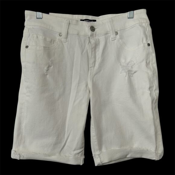 Buffalo David Bitton Pants - Buffalo David Bitton Women's White Distressed Bermuda Shorts NWT Size 4/27